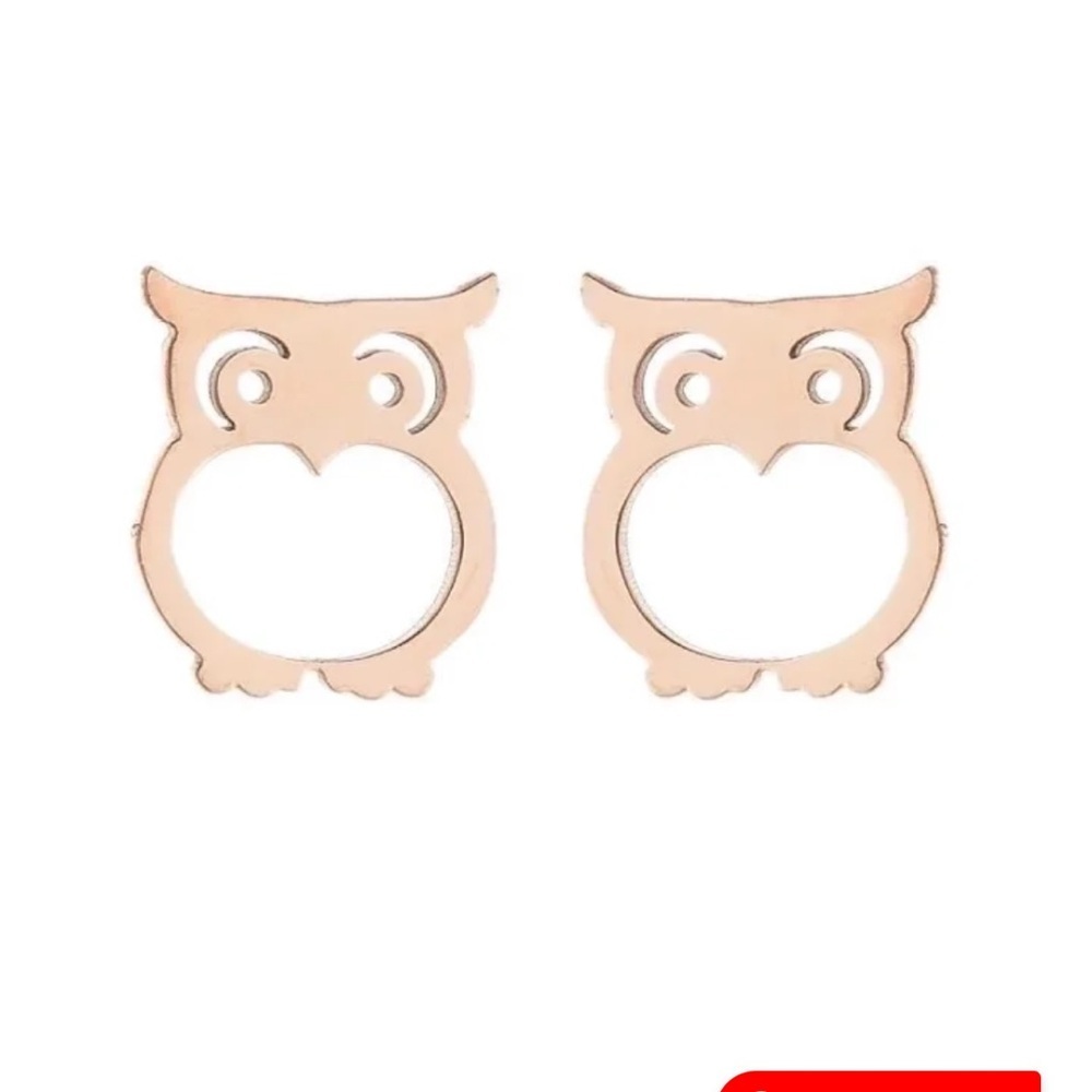 Charming Rose Gold Owl Stud Earrings - NWOT - Picture 4 of 7
